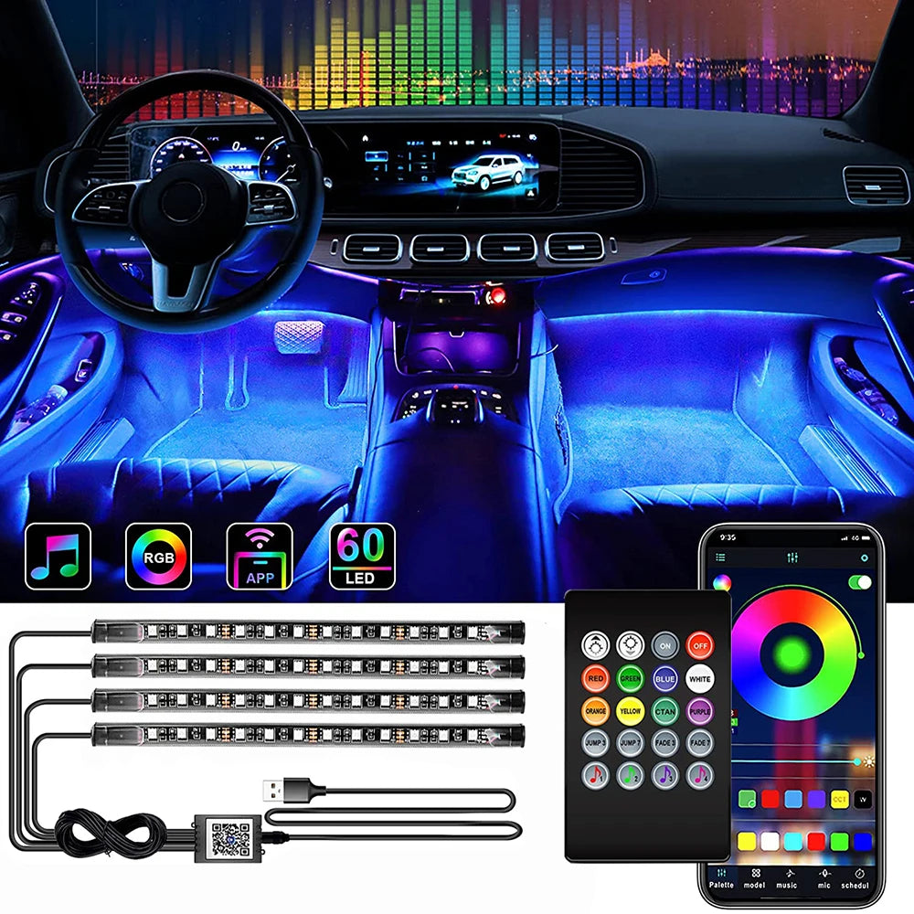 LED Neon Light Kit for Car Interior with App Control