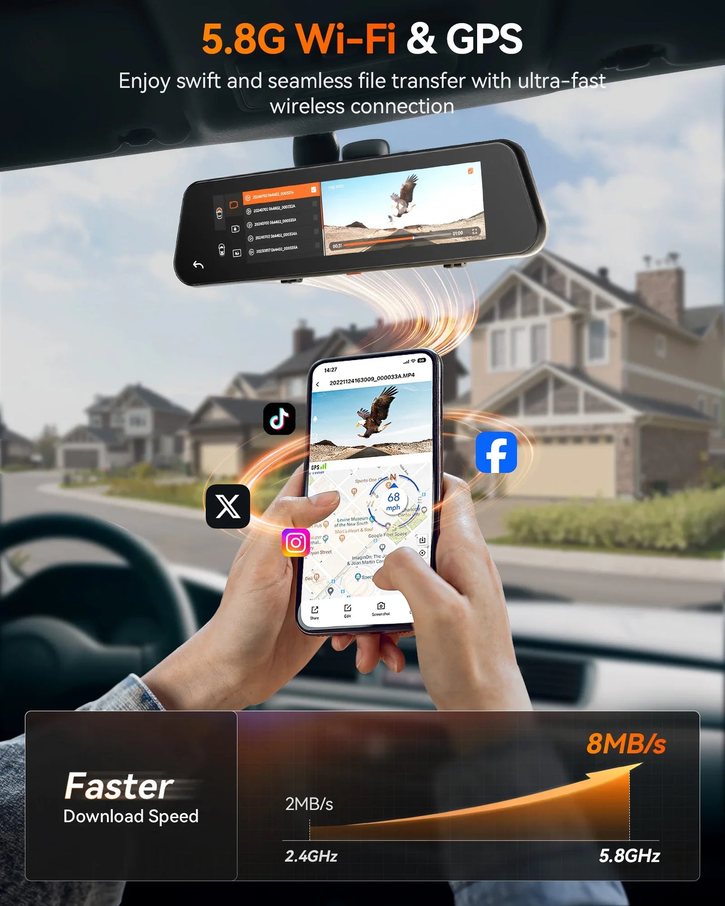 WOLFBOX G900 Pro Smart Mirror and Dash Cam 4K
