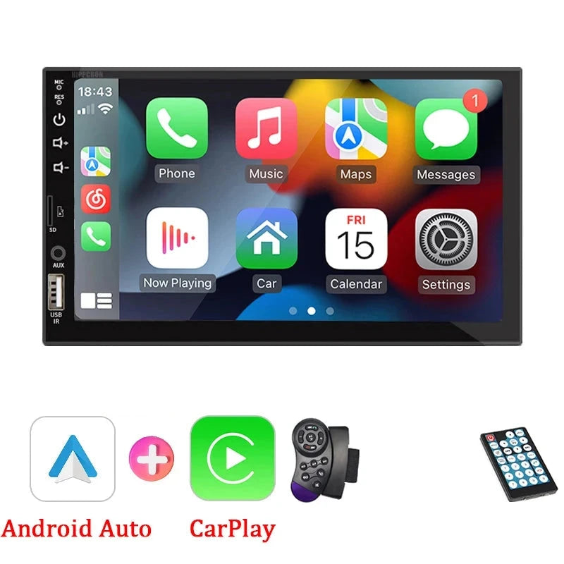 7“ Touch Screen Multimedia Player with CarPlay & Android Auto HD Reverse Camera Wireless Remote Control Automotive Car Modifications