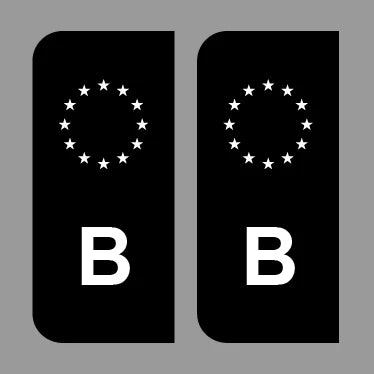 EU Number Plate Black Stickers Belgium