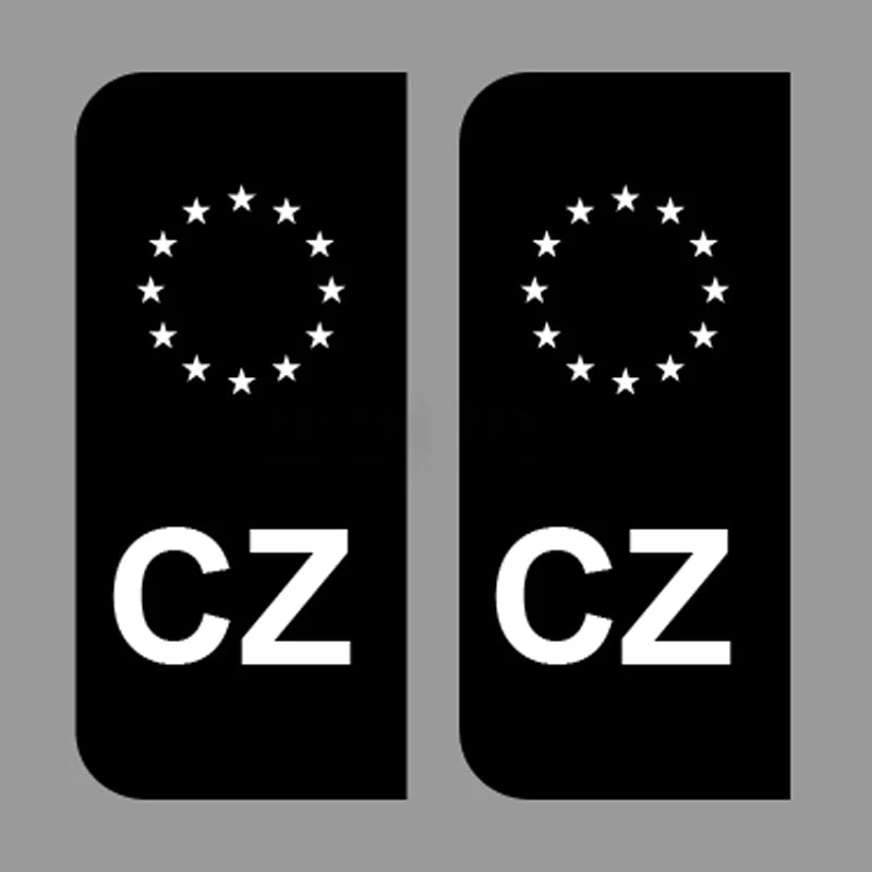 EU Number Plate Black Stickers Czech