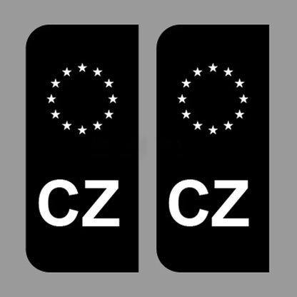 EU Number Plate Black Stickers Czech