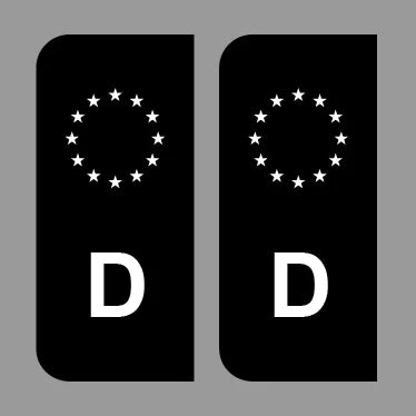 EU Number Plate Black Stickers D