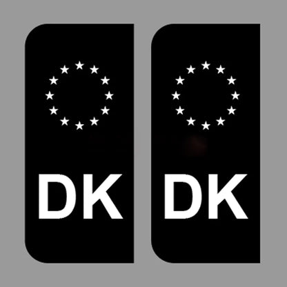 EU Number Plate Black Stickers Denmark