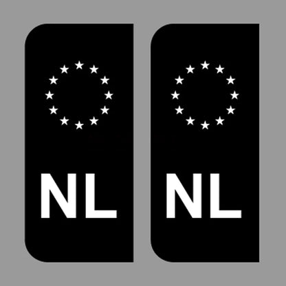 EU Number Plate Black Stickers Netherlands