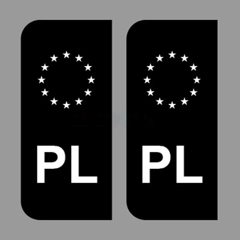 EU Number Plate Black Stickers Polska