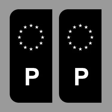 EU Number Plate Black Stickers Portugal