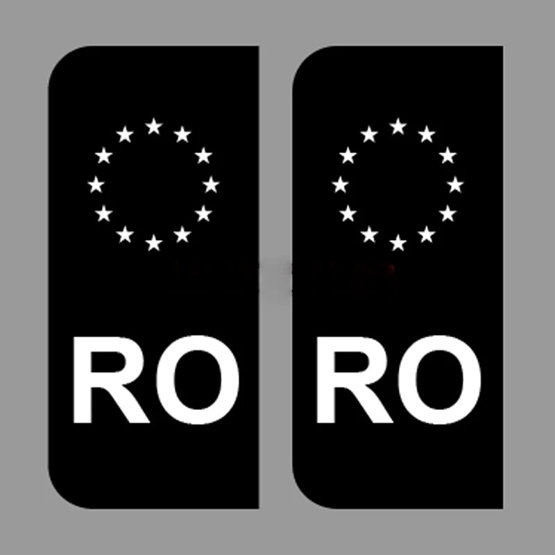 EU Number Plate Black Stickers Romania