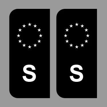 EU Number Plate Black Stickers S