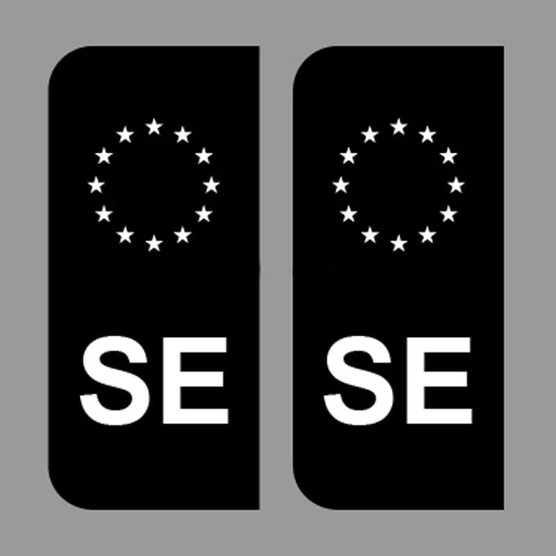 EU Number Plate Black Stickers SE