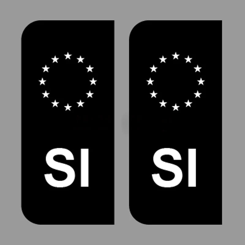 EU Number Plate Black Stickers SI