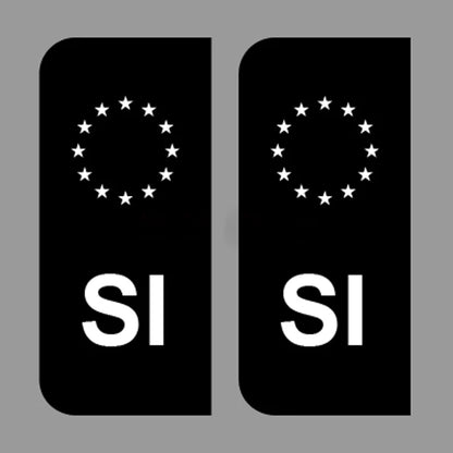 EU Number Plate Black Stickers SI