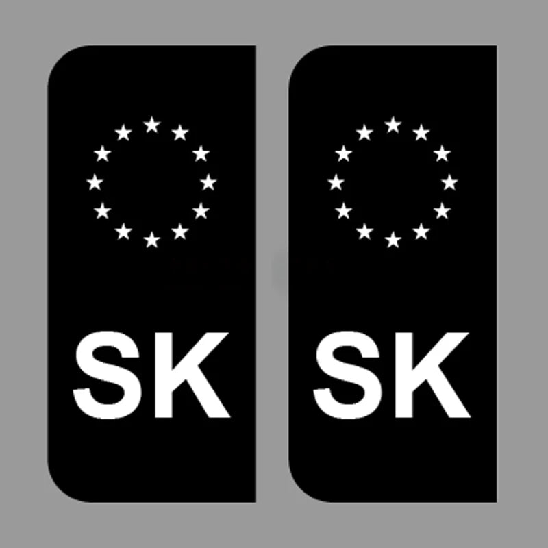 EU Number Plate Black Stickers Slovakia