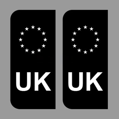 EU Number Plate Black Stickers UK