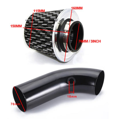 High-Performance Air Intake Pipe Kit adapter measurements