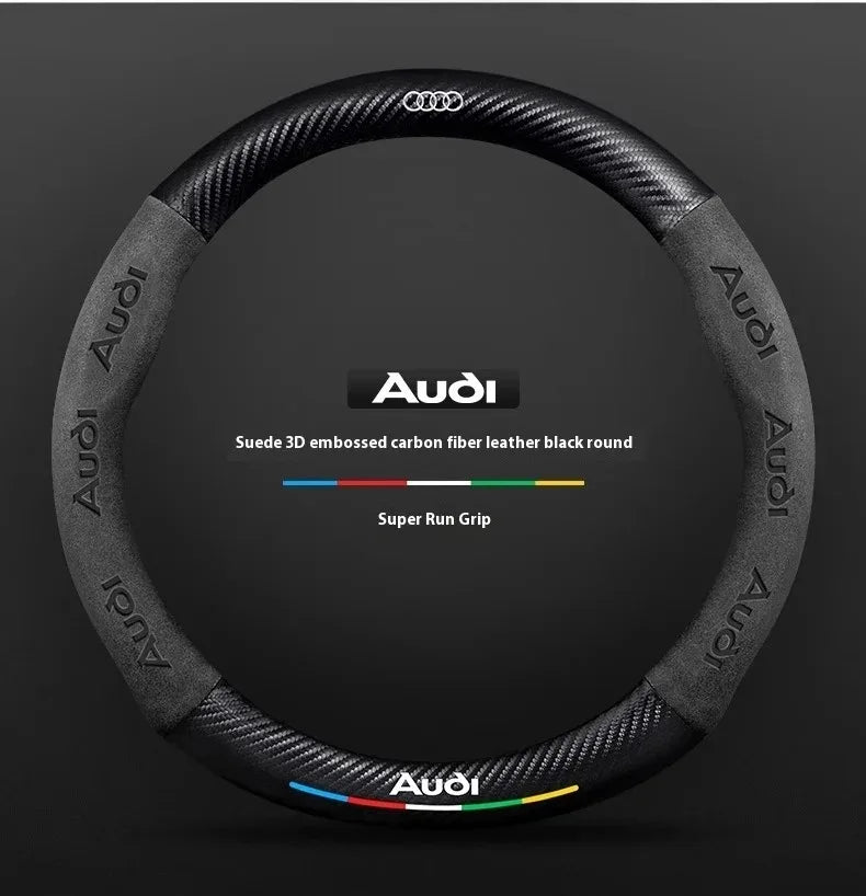 Audi Carbon Fibre Leather Steering Wheel Cover
